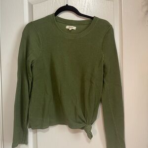 Madewell Green Ribbed Long Sleeve Top with Slight Crop
